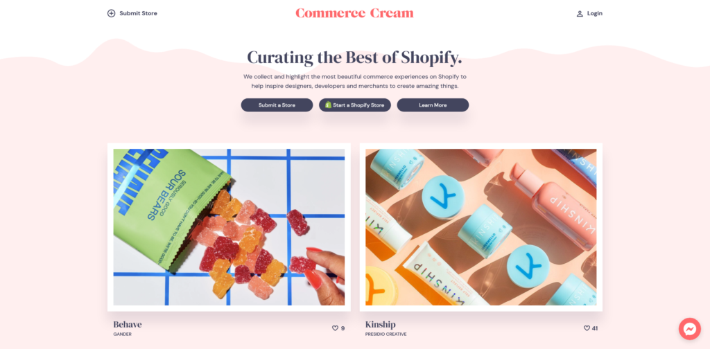 Web design inspiration from Commerce Cream